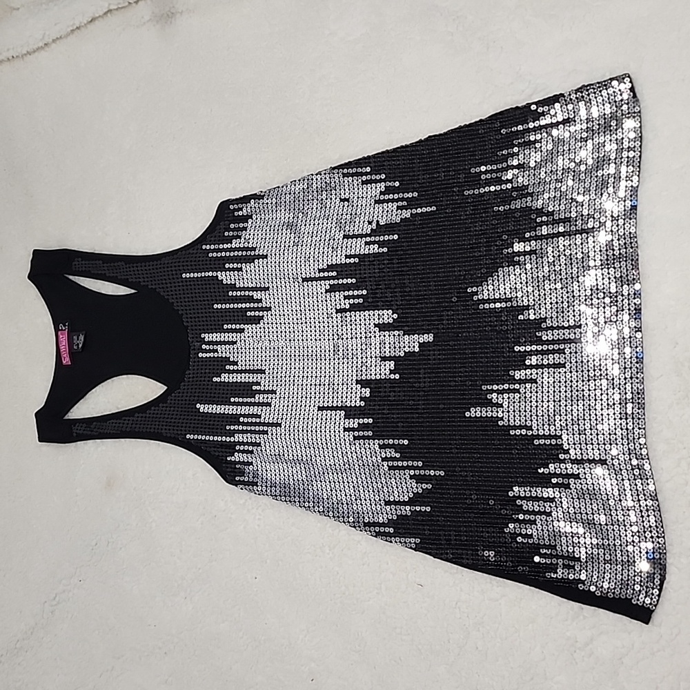 Say What Sequin Racerback Tank Top, black, Women, Medium.